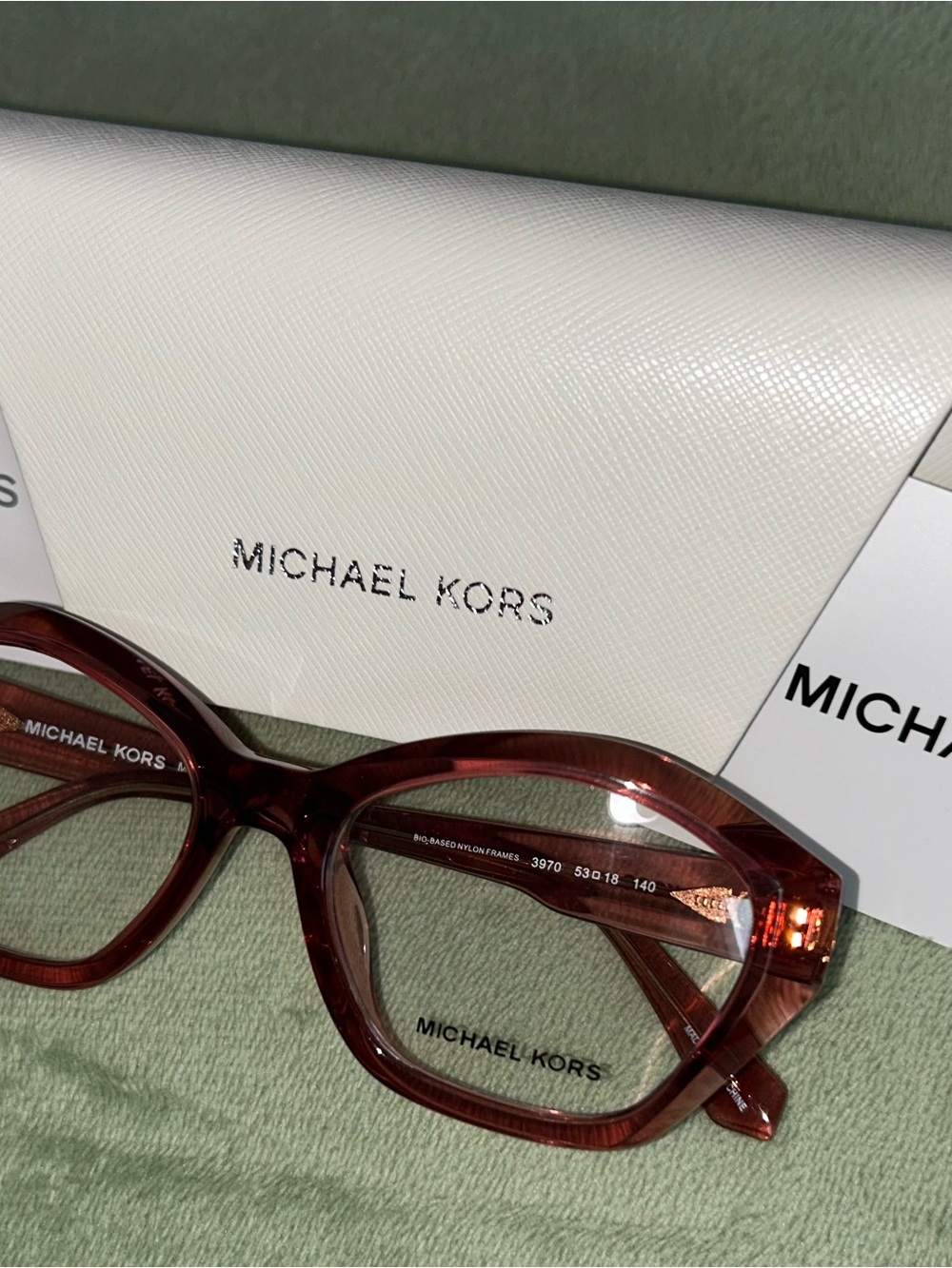 Michael Kors Women's Rose Transparent Oversized Optical Frames